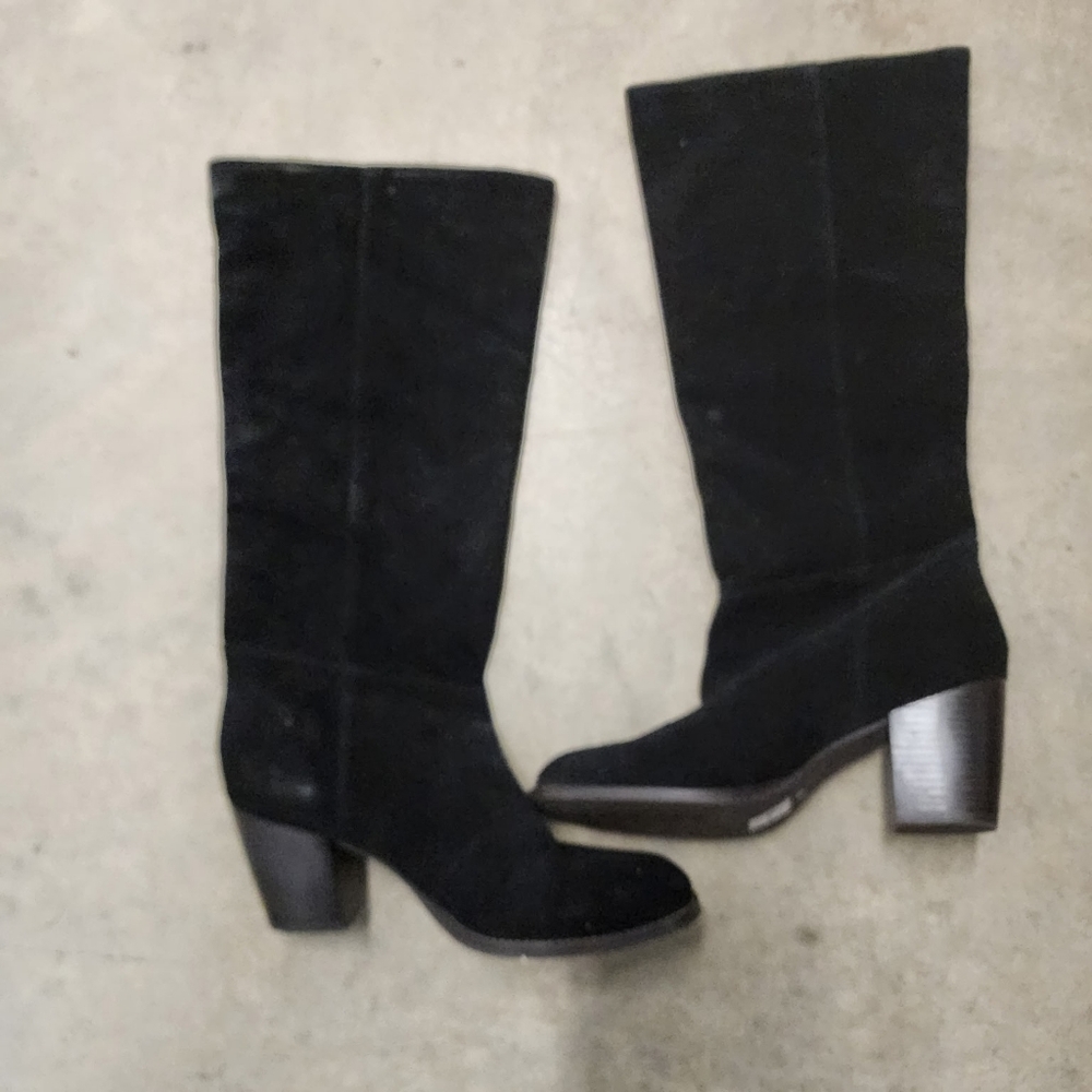 Crevo Black Women’s Heeled Boots - Sleek Block Heel Size 10
